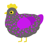 OMG cutie, a grey and amethyst chicken with a speckle pattern