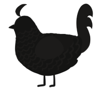 plate, a black and sable chicken with a lace pattern