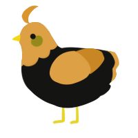 (unnamed), a black and orange chicken with a head pattern