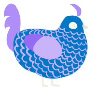 Ch0rbstiel, a sapphire and lilac chicken with a lace pattern