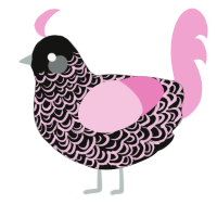 A black and pink chicken with a double-lace pattern