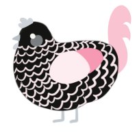 (unnamed), a black and rose chicken with a lace pattern
