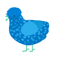 A sapphire and sky chicken with a speckle pattern