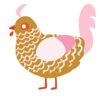 banner, a gold and rose chicken with a lace pattern