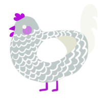 punch, a silver and white chicken with a lace pattern