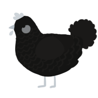 polaroid, a black and sable chicken with a lace pattern