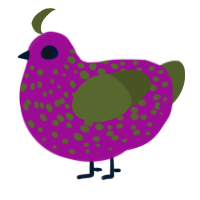 barney, a plum and olive chicken with a speckle pattern