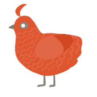 A vermilion chicken with a lace pattern