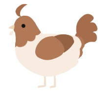 cupcake, a cream and brown chicken with a head pattern