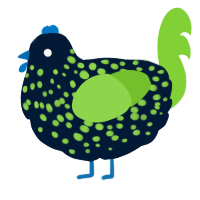 A tumblr and grass chicken with a speckle pattern