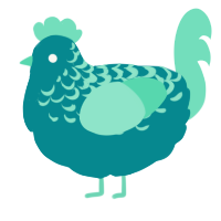 (unnamed), a teal and mint chicken with a half-lace pattern