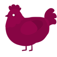 apple flower, a maroon chicken with a head pattern