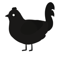 Ink, a sable and black chicken