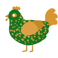 (unnamed), a leaf and orange chicken with a speckle pattern
