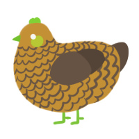 Carrot Farm, a gold and bark chicken with a lace pattern