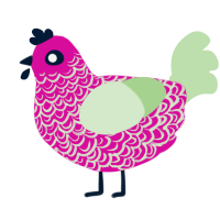 Salamander, a fuchsia and gluppy chicken with a double-lace pattern