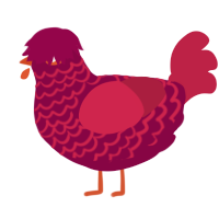 Error, a maroon and crimson chicken with a lace pattern