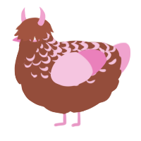 strawberry cream, a russet and pink chicken with a half-lace pattern