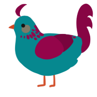 Otherworldly Echo, a teal and maroon chicken with a neck-speckle pattern