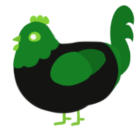 Oskar, a black and leaf chicken with a head pattern