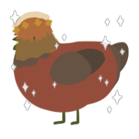 Dirt, a russet and bark chicken with a head pattern