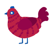 Big Red, a crimson and maroon chicken with a bar pattern