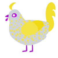 Protons, a mist and yellow chicken with a speckle pattern