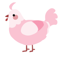 Pinkie Pie, a rose chicken with a head pattern