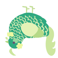 A turquoise and gluppy chicken with a lace pattern