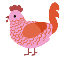 (unnamed), a pink and vermilion chicken with a lace pattern