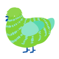A grass and mint chicken with a bar pattern