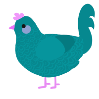 A teal chicken with a double-lace pattern