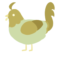 A mint and chartreuse chicken with a head pattern