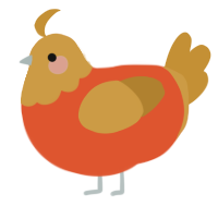 (unnamed), a vermilion and gold chicken with a head pattern