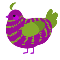 (unnamed), a plum and chartreuse chicken with a bar pattern