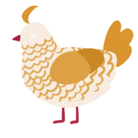 (unnamed), a cream and orange chicken with a lace pattern