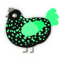 Glow in the Dark, a black and spring chicken with a speckle pattern