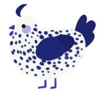 (unnamed), a white and navy chicken with a speckle pattern