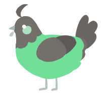 A spring and grey chicken with a head pattern