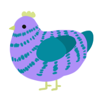 Pedro, a lilac and sea chicken with a bar pattern