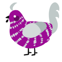 A plum and silver chicken with a bar pattern