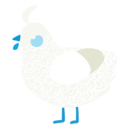 Bluefoot, a white chicken with a double-lace pattern