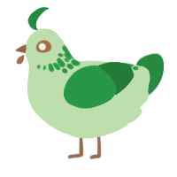Spinach, a gluppy and viridian chicken with a neck-speckle pattern
