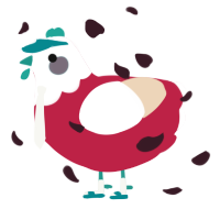 Dried Toothpaste, a crimson and cream chicken with a head pattern