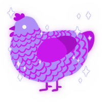 Fantasia, a lilac and amethyst chicken with a lace pattern