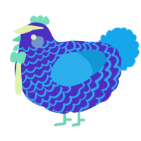 Hoop, a indigo and sky chicken with a lace pattern