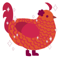 Chili pepper, a vermilion and crimson chicken with a lace pattern