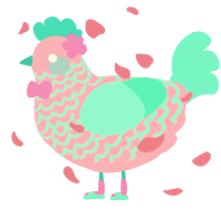 Candyfloss, a rose and mint chicken with a lace pattern