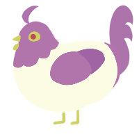 purple people eater, a white and violet chicken with a head pattern
