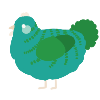(unnamed), a turquoise and viridian chicken with a half-bar pattern